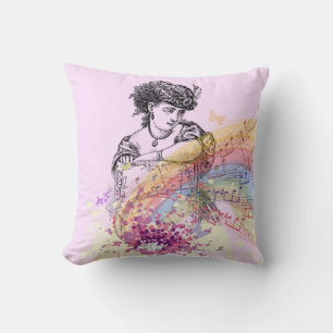 Victorian Lady PrettyPink ColorSplash Pillow
