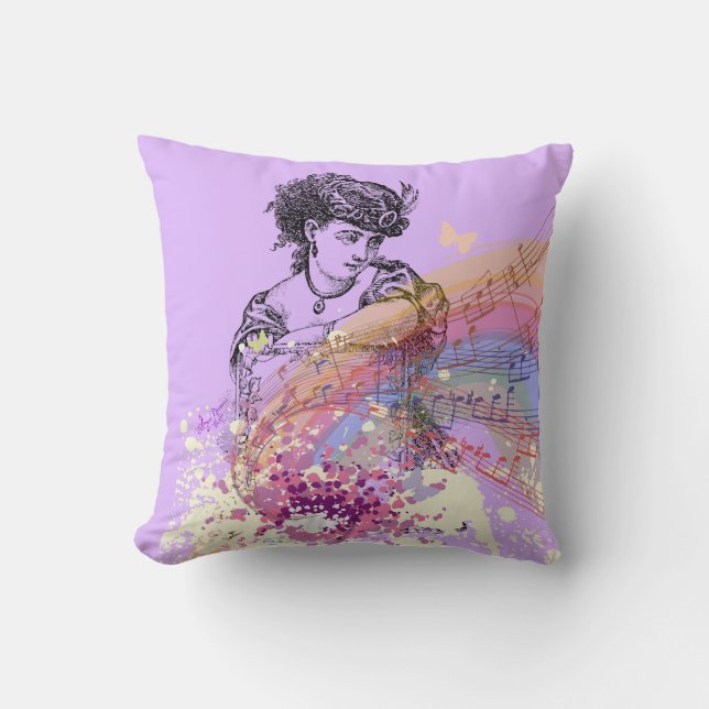 Victorian Lady PrettyPurple ColorSplash Pillow (Front)