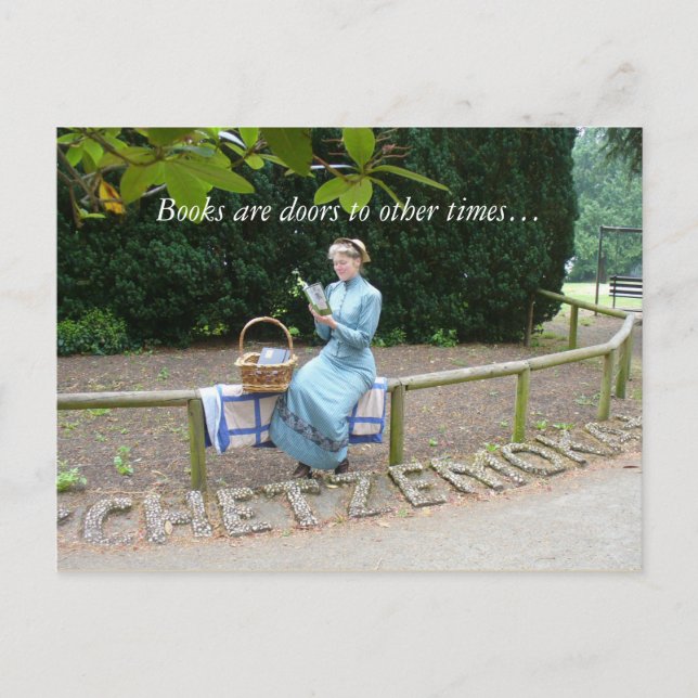 Victorian lady reading postcard (Front)