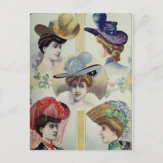 Victorian Lady – Vintage French Fashion –Hats Postcard