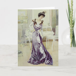 Victorian Lady–Vintage French Fashion–Violet D Holiday Card