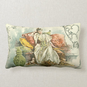 Victorian lady with book, from an 1891 magazine lumbar pillow