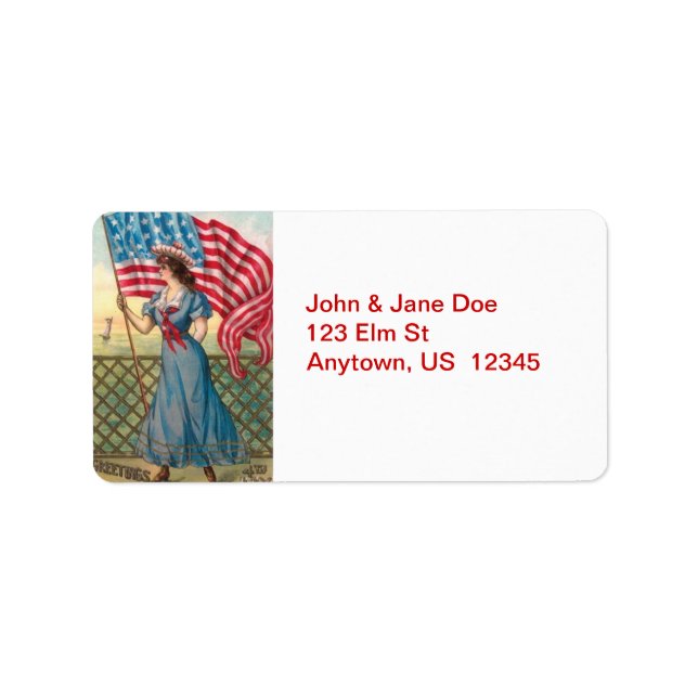 Victorian Lady with Flag Vintage Address Labels (Front)
