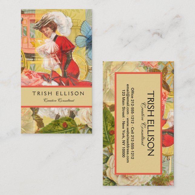 Victorian Lady Woman Fun Carriage Business Card (Front/Back)