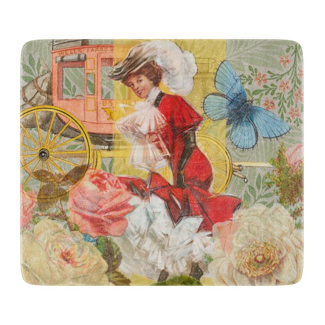 Victorian Lady Woman Fun Carriage Cutting Board (Front)