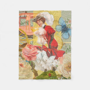 Victorian Lady Woman Fun Carriage Fleece Blanket