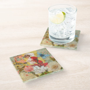 Victorian Lady Woman Fun Carriage Glass Coaster