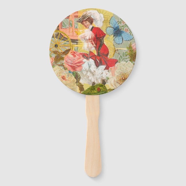 Victorian Lady Woman Fun Carriage Hand Fan (Front)