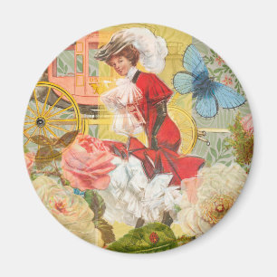 Victorian Lady Woman Fun Carriage Magnet