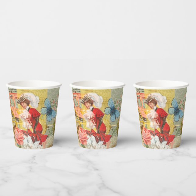 Victorian Lady Woman Fun Carriage Paper Cups (Multi)