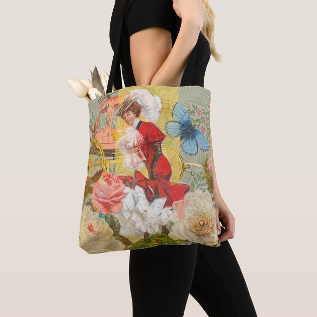 Victorian Lady Woman Fun Carriage Tote Bag (Close Up)