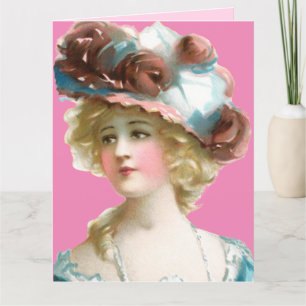 VICTORIAN LADY WOMAN THINKING OF YOU GREETING CARD