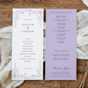 Victorian Lavdender Purple French Floral Wedding Program
