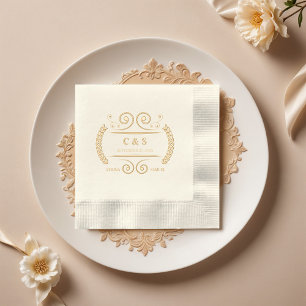 Victorian Luxurious Monogram Wedding Foil Napkins