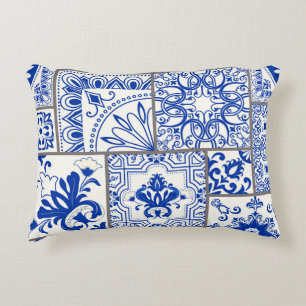 Victorian Majolica: Patchwork Tile Pattern. Accent Pillow
