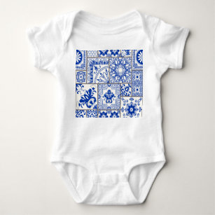 Victorian Majolica: Patchwork Tile Pattern. Baby Bodysuit