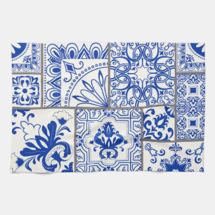 Victorian Majolica: Patchwork Tile Pattern. Kitchen Towel