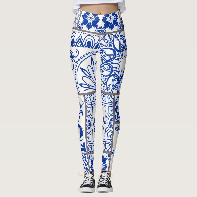 Victorian Majolica: Patchwork Tile Pattern. Leggings (Front)