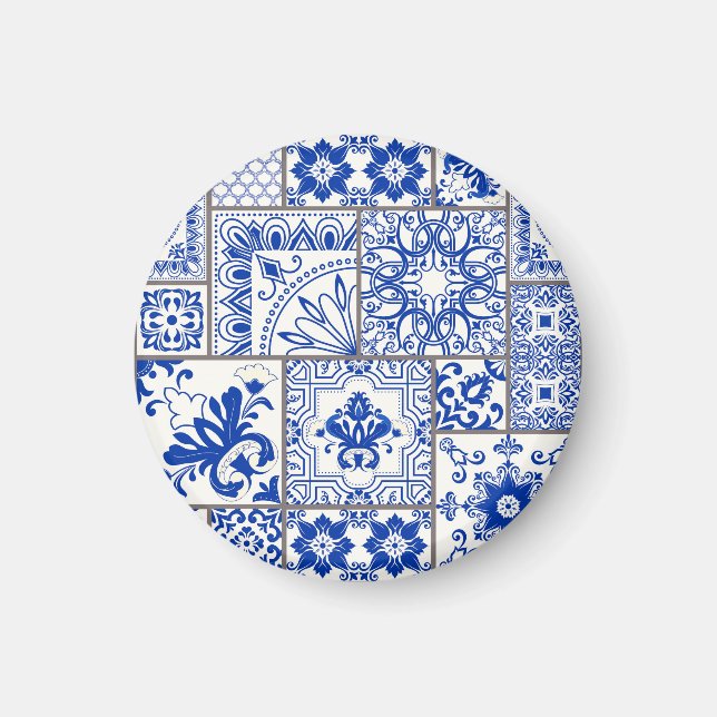 Victorian Majolica: Patchwork Tile Pattern. Magnet (Front)