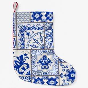 Victorian Majolica: Patchwork Tile Pattern. Small Christmas Stocking