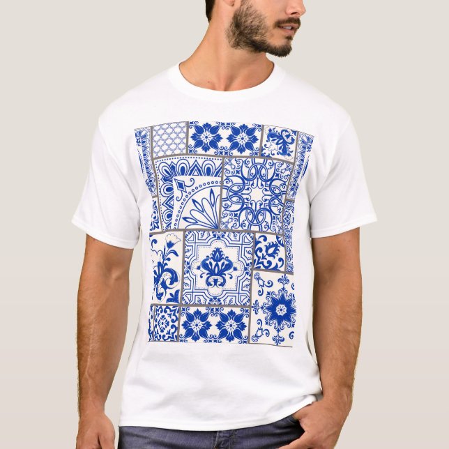 Victorian Majolica: Patchwork Tile Pattern. T-Shirt (Front)