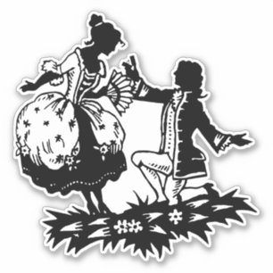 Victorian Man Proposing to Woman Silhouette Art 