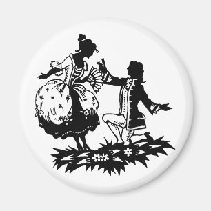 Victorian Man Proposing to Woman Silhouette Art  Magnet