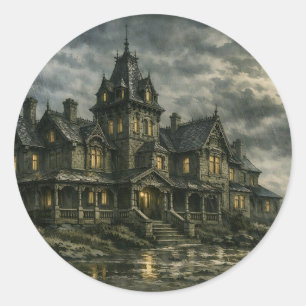 Victorian Mansion by BurnsInHell Classic Round Sticker