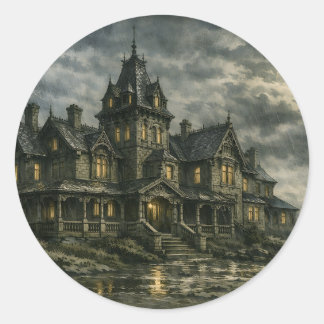 Victorian Mansion by BurnsInHell Classic Round Sticker