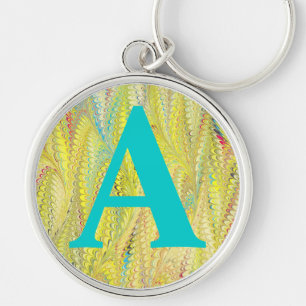 Victorian Marbled Paper Personalized Initial Keychain