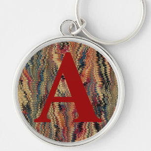 Victorian Marbled Paper Personalized Initial Keychain