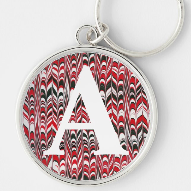 Victorian Marbled Paper Personalized Initial Keychain (Front)