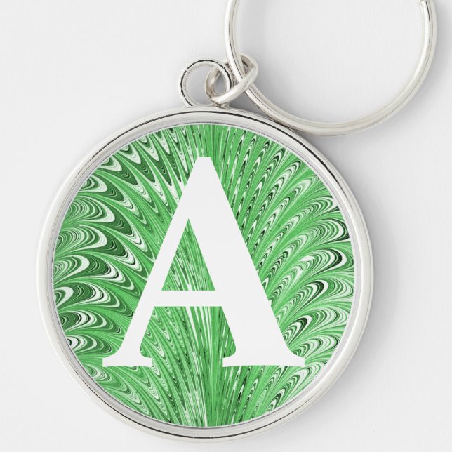 Victorian Marbled Paper Personalized Initial Keychain (Front)