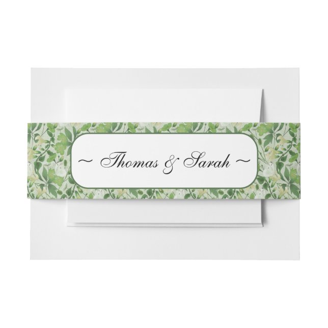 Victorian meadow invitation belly band (Front Example)
