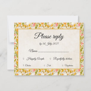 Victorian Meadow yellow RSVP card