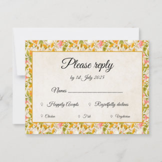 Victorian Meadow yellow RSVP card