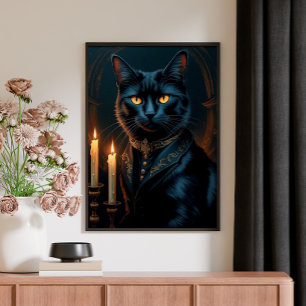  Victorian Medieval Black Cat Gallery Art Poster