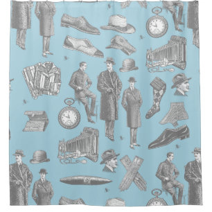victorian men's style antique menswear toile blue