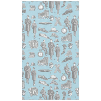 victorian men's style antique menswear toile blue tablecloth