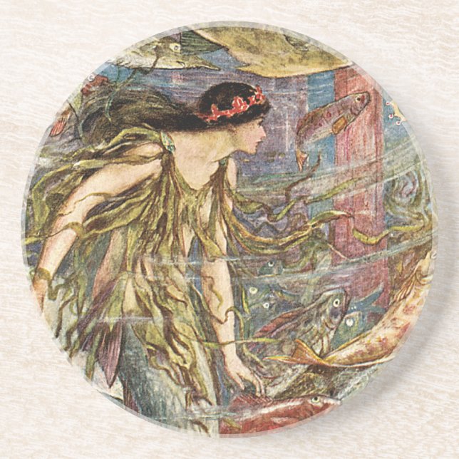 Victorian Mermaid Art by H J Ford Coaster (Front)