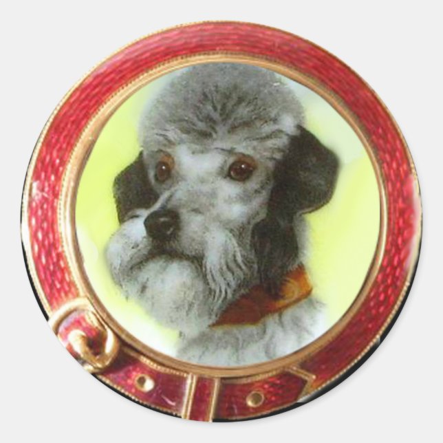VICTORIAN MINIATURE DOG PORTRAITS Airedale Terrier Classic Round Sticker (Front)