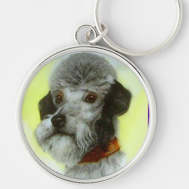 VICTORIAN MINIATURE DOG PORTRAITS AIREDALE TERRIER KEYCHAIN (Front)