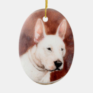 VICTORIAN MINIATURE DOG PORTRAITS, Bull Terrier Ceramic Ornament