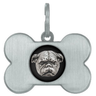 VICTORIAN MINIATURE DOG PORTRAITS BULLDOG PET TAG