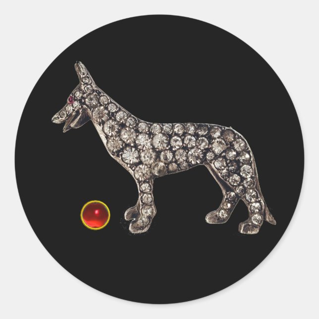 VICTORIAN MINIATURE DOG PORTRAITS GERMAN SHEPHERD CLASSIC ROUND STICKER (Front)