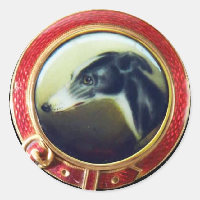 VICTORIAN MINIATURE DOG PORTRAITS Irish Greyhound Classic Round Sticker (Front)