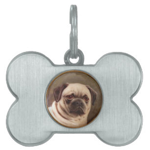 VICTORIAN MINIATURE DOG PORTRAITS Pug Pet Name Tag