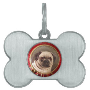 VICTORIAN MINIATURE DOG PORTRAITS Pug Pet Tag