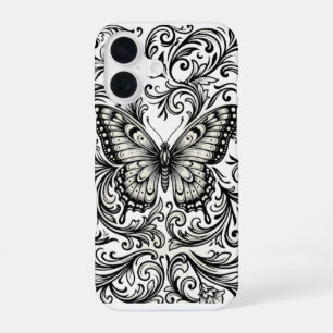 Victorian Monarch Butterfly – Black and White iPhone 16 Case