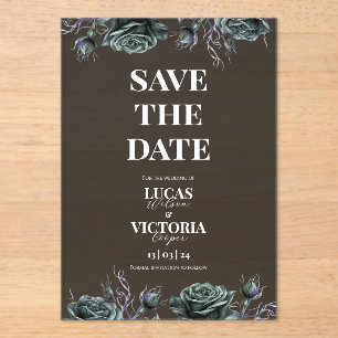 Victorian Moody Gothic Transparent Save the Date  Acrylic Invitations